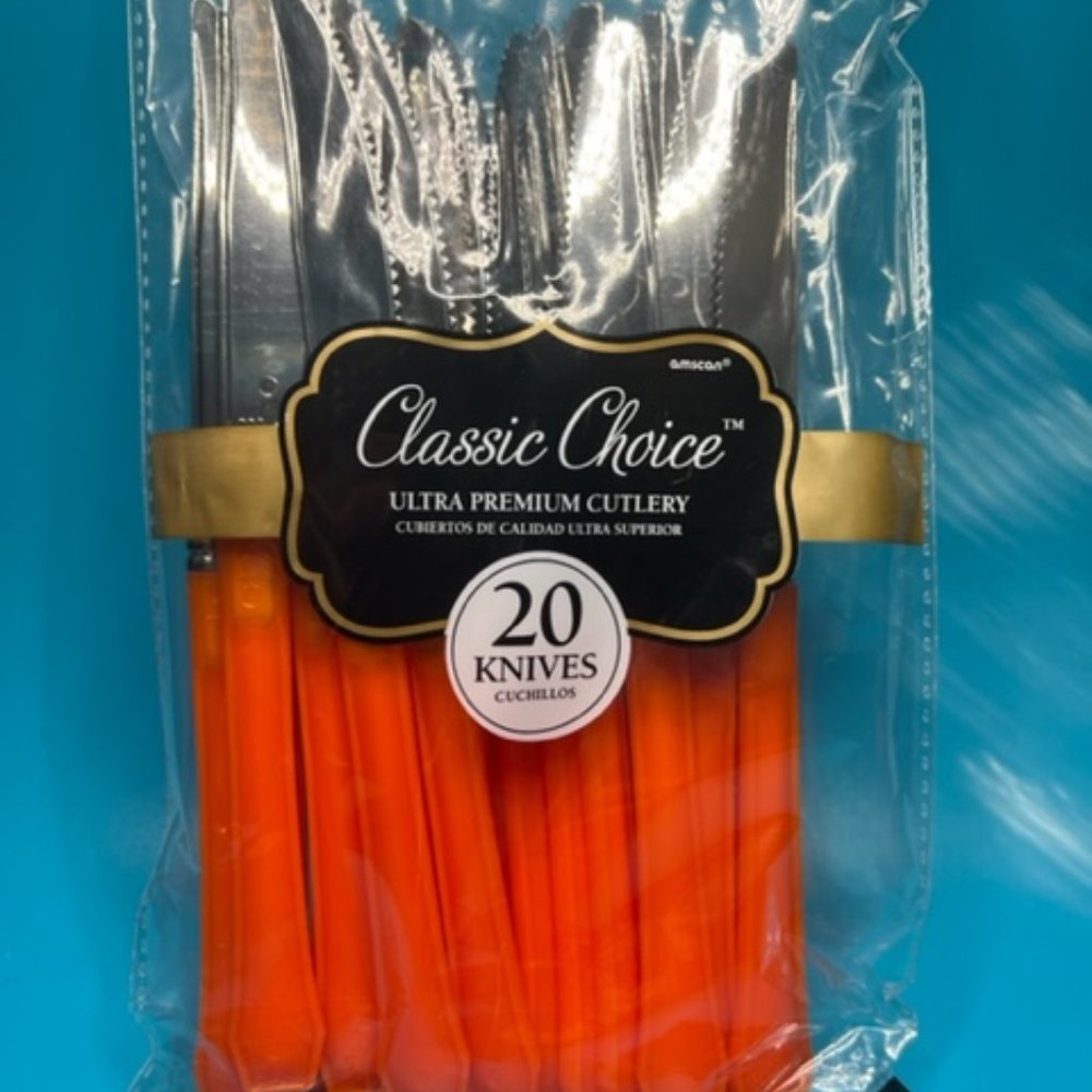 Plastic Knives 2 Pack Orange